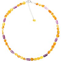 Goldmajor Sterling Silver Amber And Amethyst Collar Necklace, Silver/Amber