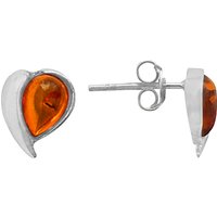 Goldmajor Sterling Silver Amber Teardrop Stud Earrings, Orange