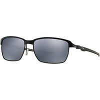 Oakley OO6018 Tinfoil Carbon Polarised Rectangular Sunglasses, Satin Black/Black Iridium