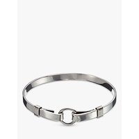 Andea Sterling Silver Round Buckle Open Bangle, Silver