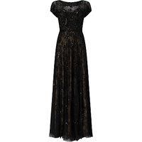 Phase Eight Collection 8 Schubert Lace Beaded Full Length Dress, Black/Nude