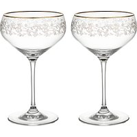 John Lewis Croft Collection Swan Trailing Rose Champagne Saucer, Set Of 2, Clear/Gold, 380ml