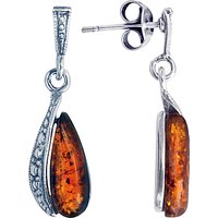 Goldmajor Sterling Silver Amber Drop Earrings, Silver/Orange
