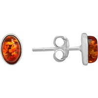 Goldmajor Amber And Silver Stud Earrings, Silver/Amber