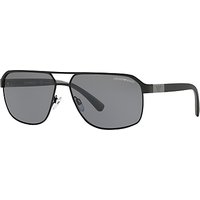 Emporio Armani EA2039 Polarised Rectangular Sunglasses, Black