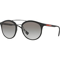 Prada Linea Rossa PS 04RS Oval Sunglasses, Black/Grey Gradient