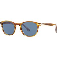Persol PO3148S Oval Sunglasses, Light Havana/Blue