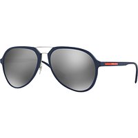 Prada Linea Rossa PR05RS Round Framed Sunglasses, Silver