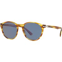 Persol PO3152S Oval Sunglasses, Light Havana/Blue