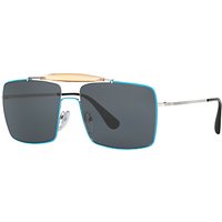 Prada PR57SS Square Sunglasses, Silver/Turquoise