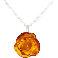 Be-Jewelled Rose Amber Pendant Necklace, Amber