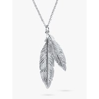 Nina B Sterling Silver Double Feather Pendant Necklace, Silver
