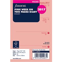 Filofax Week On 2 Pages 2017 Diary Inserts, Pocket, Pink