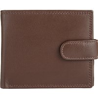 John Lewis Leather Bifold Tab Zip Pocket Wallet, Brown