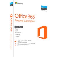 Microsoft Office 365 Personal, 1 PC & 1 Tablet, 1 User, One-Year Subscription