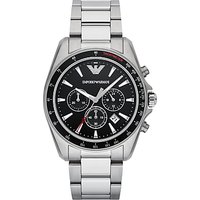 Emporio Armani AR6098 Men's Chronograph Date Bracelet Strap Watch, Silver/Black