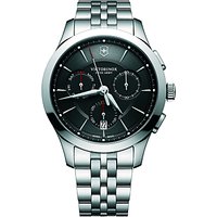 Victorinox 241745 Men's Alliance Chronograph Day Date Bracelet Strap Watch, Silver/Black