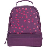 John Lewis Stars Print School Lunchbox, Purple/Pink