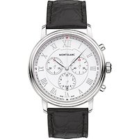Montblanc 114339 Men's Tradition Chronograph Alligator Leather Strap Watch, Black/White