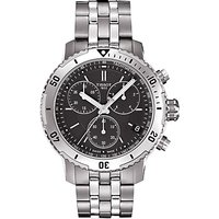 Tissot T0674171105101 Men's T-Sport PRS200 Chronograph Date Bracelet Strap Watch, Silver/Black