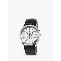 Frédérique Constant FC-292MC4P6 Men's Classics Chronograph Date Leather Strap Watch, Black/Silver