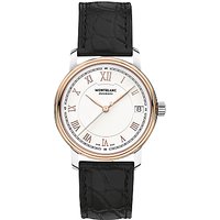 Montblanc 114368 Women's Tradition Date Automatic Alligator Leather Strap Watch, Black/White