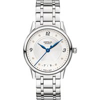 Montblanc 114733 Women's Bohème Diamond Date Automatic Bracelet Strap Watch, Silver/White