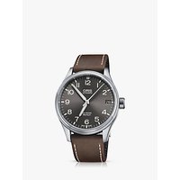 Oris 751 7697 4063-07 5 20 05FC Men's Big Crown Pro Pilot Automatic Date Leather Strap Watch, Brown/Gunmetal