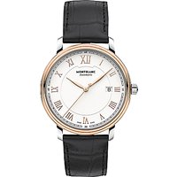 Montblanc 114336 Men's Tradition Automatic Date Alligator Leather Strap Watch, Black/White