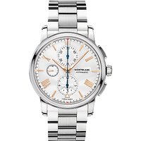 Montblanc 114856 Men's 4810 Automatic Chronograph Date Bracelet Strap Watch, Silver/White