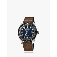 Oris 733 7720 4055-07 5 21 02 Men's Artelier Automatic Date Fabric Strap Watch, Brown/Navy