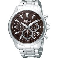 Lorus RT359AX9 Men's Chronograph Date Bracelet Strap Watch, Silver/Brown