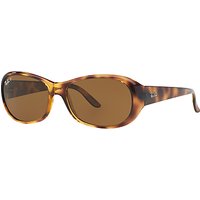 Ray-Ban RB4061 Polarised Rectangular Sunglasses, Havana/Brown