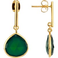 John Lewis Gemstones Gold Plated Teardrop Earrings, Gold/Green Onyx