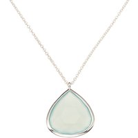 John Lewis Gemstones Silver Plated Aqua Chalcedony Teardrop Pendant Necklace, Silver/Blue