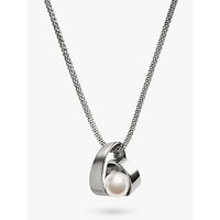 Skagen Agnethe Twirl Crystal Pearl Pendant Necklace, Silver/White