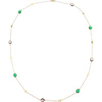 John Lewis Gemstones Long Semi-Precious Stone Chain Necklace, Amethyst/Green Onyx