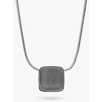 Skagen Sea Glass Square Pendant Necklace, Silver/Steel Blue
