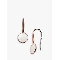Skagen Sea Glass Round Drop Earrings, Rose Gold/White