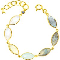 Auren 18ct Gold Vermeil Multi-Gemstone Marquise Bracelet, Gold/Multi