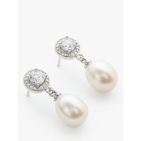 Lido Pearls Circle Cubic Zirconia Freshwater Pearl Drop Earrings, White