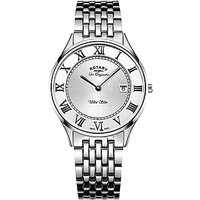 Rotary GB90800/01 Men's Les Originales Ultra Slim Date Bracelet Strap Watch, Silver