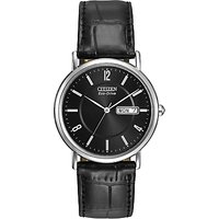 Citizen BM8240-03E Men's Classic Day Date Leather Strap Watch, Black
