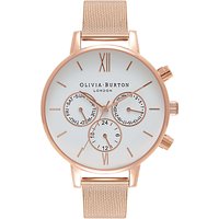 Olivia Burton Big Dial Chrono Detail Chronograph Mesh Bracelet Strap Watch
