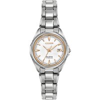 Citizen EW2410-54A Women's Date Titanium Bracelet Strap Watch, Silver/White