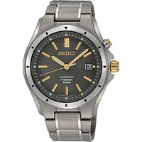 Seiko SKA495P1 Men's Kinetic Date Bracelet Strap Watch, Matte Silver/Grey