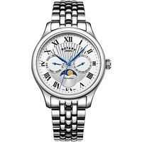 Rotary GB05065/01 Men's Moonphase Day Date Bracelet Strap Watch, Silver