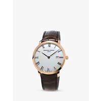 Frédérique Constant FC-306MR4S4 Men's Slimline Automatic Date Leather Strap Watch, Brown/White