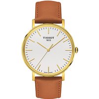 Tissot T1094103603100 Men's Everytime Leather Strap Watch, Tan/White