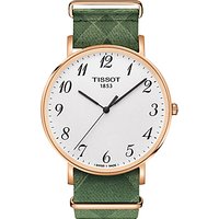 Tissot T1096103803200 Men's Everytime Fabric Strap Watch, Green/White